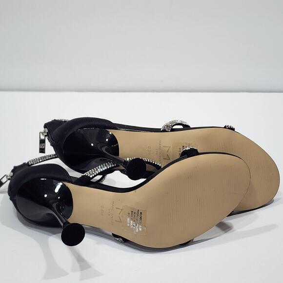 Marc Fisher Carita Ankle Strap Heled Sandals Rhinestone Detail Black Size 6.5 - Picture 8 of 11